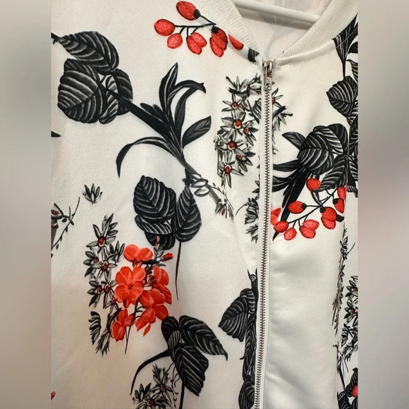ECOWISH Womens Lightweight Zip Up Casual Inspired Bomber floral jacket - Picture 3 of 6